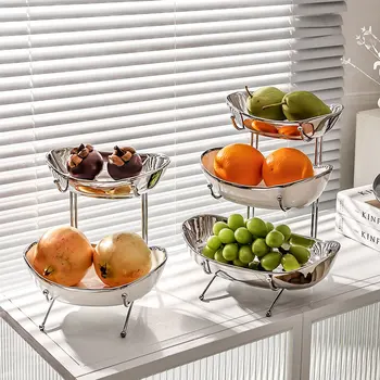 Простая фруктовая тарелка многослойная роскошная керамическая фруктовая тарелка для домашних вкусностей, тарелка для сухофруктов, покрытая слитками конфетная тарелка