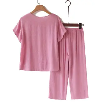2 шт./компл., повседневный топ для матери среднего возраста, укороченные брюки, комплект с цветочным принтом, Короткий рукав, плиссированная эластичная талия, Широкие брюки, повседневная одежда