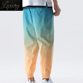 2023 Новая уличная одежда в стиле хип-хоп, штаны для бега трусцой, мужские повседневные брюки-карго с эластичной резинкой на талии градиентного цвета, Мужские шаровары