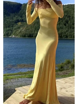 Женское длинное платье с длинным рукавом на тонких бретельках, платье в стиле пэчворк, коктейльное платье для вечеринки