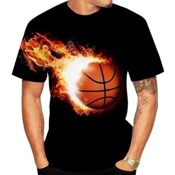 Летняя мужская баскетбольная футболка с 3D-принтом Cool Street с круглым воротником и коротким рукавом, модный веселый дышащий топ большого размера