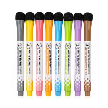 Набор маркеров для магнитной доски, стираемый жидкий мел, ручка с ластиками, многоразового использования D5QC